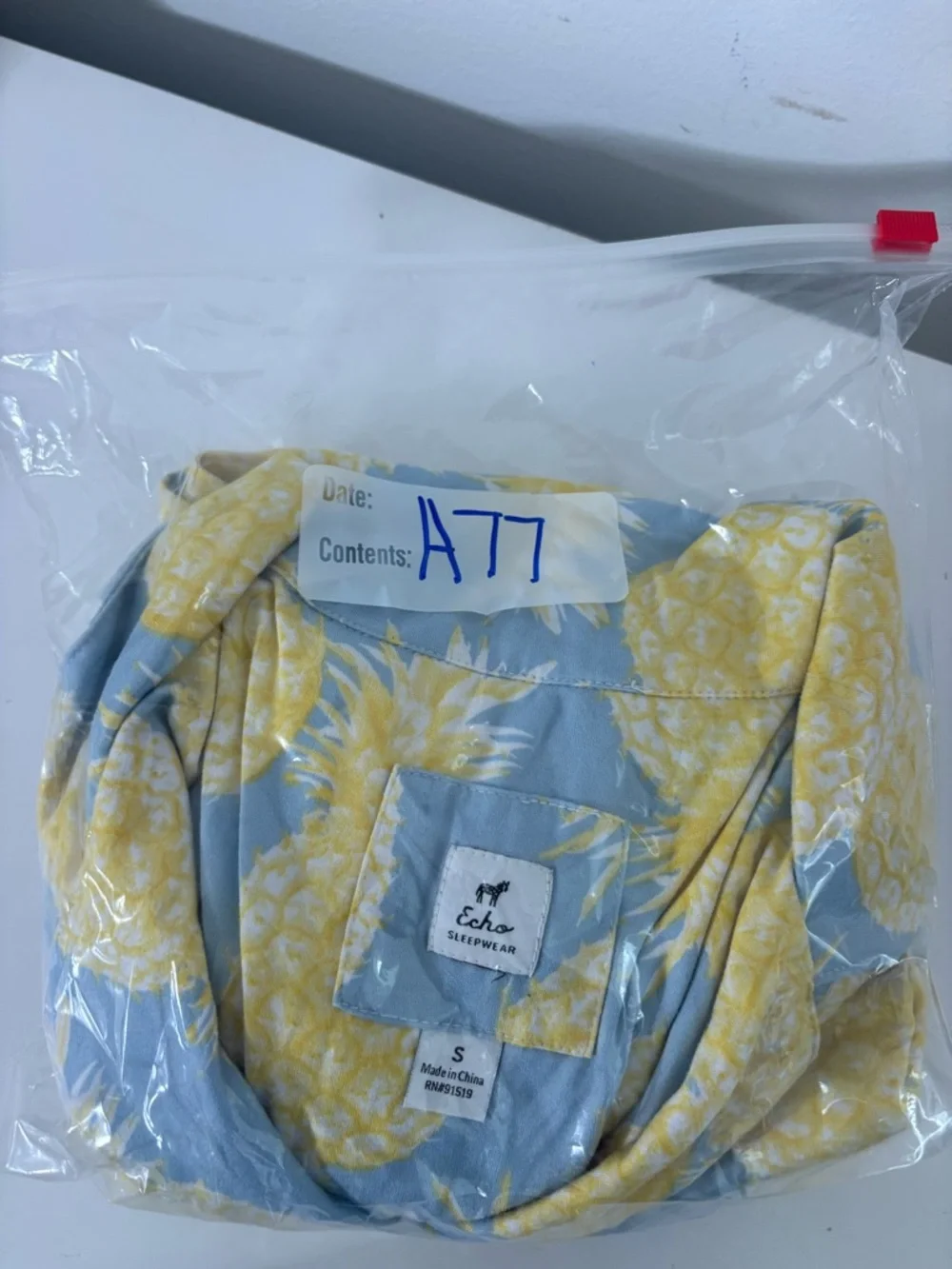 Echo Sleepwear Women Small Pineapple Print Button Up Top and Short Set Pajamas